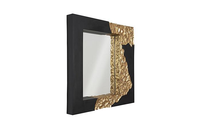 Mercury Mirror, Square, Black, Gold Leaf