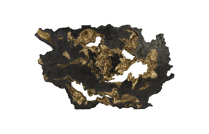 Burled Root Wall Art, Large, Black and Gold Leaf