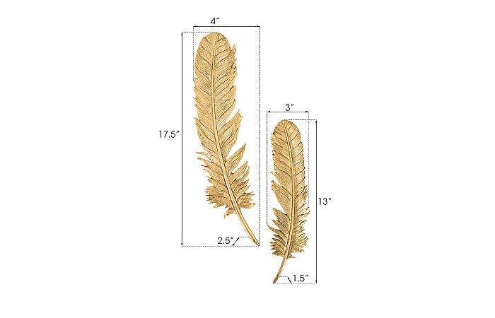 Feathers Wall Art, Small, Gold Leaf, Set of 2