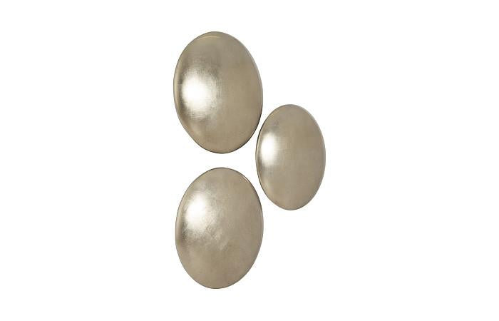 Orb Wall Tiles, Set of 3, Platinum Leaf