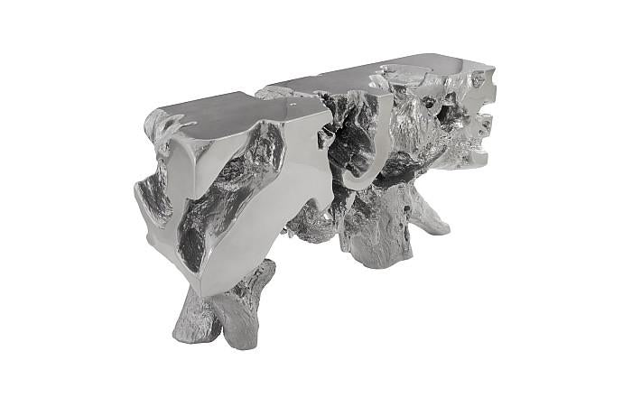 Freeform Console Table, Liquid Silver