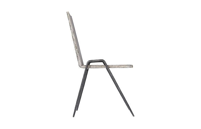 Forged Leg Dining Chair, Chamcha Wood, Gray Stone Finish, Metal