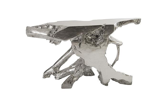 Sable Cast Root Console Table, Silver Leaf