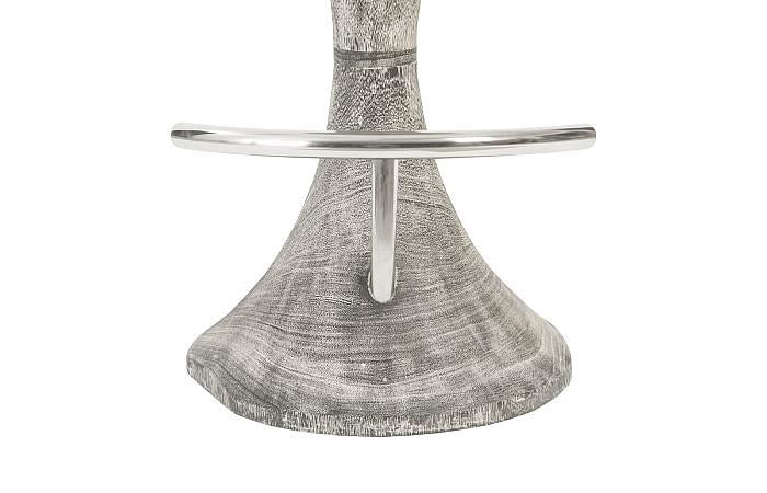 Marley Bar Stool, Gray Stone Finish, Stainless Steel Foot Rest