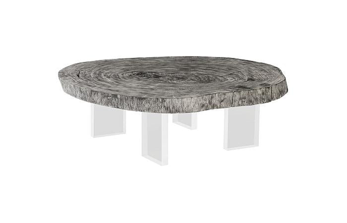 Floating Coffee Table on Acrylic Legs, Gray Stone, Size Varies