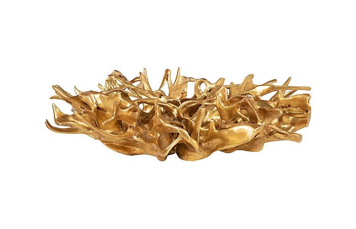 Cast Root Coffee Table, Gold Leaf, With 82" Glass
