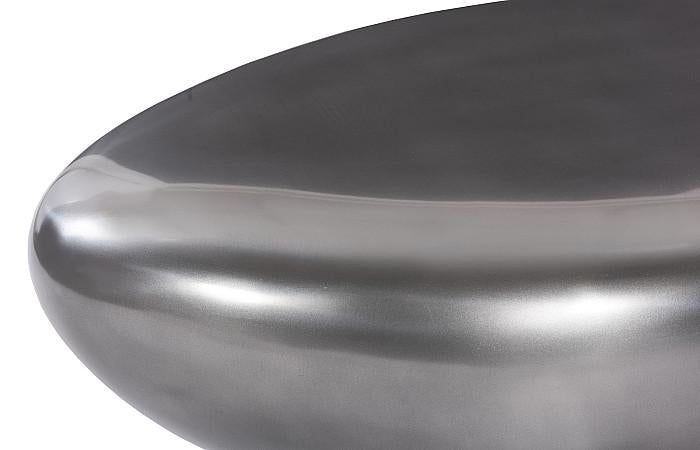 River Stone Coffee Table, Polished Aluminum, Small