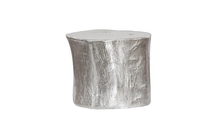 Log Dining Table, 60" Glass Top, Silver Leaf