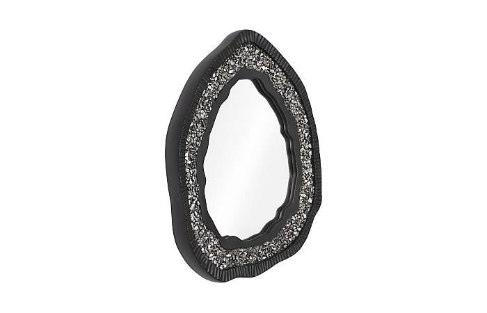 Geode Mirror, Black And Silver, Matte