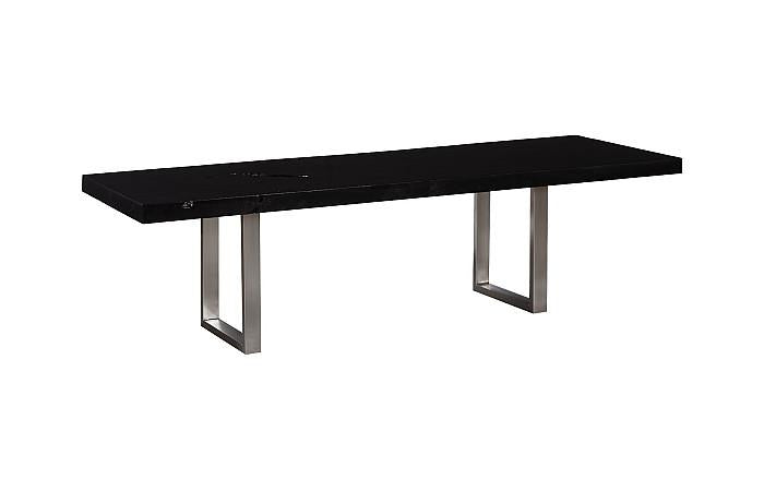 Straight Edge Dining Table, Midnight Black, Brushed Stainless Steel Legs