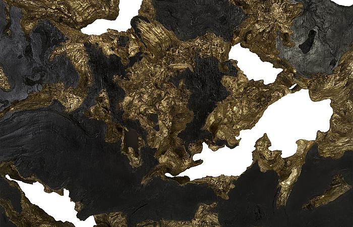 Burled Root Wall Art, Large, Black and Gold Leaf