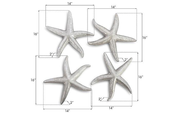 Starfish, Silver Leaf, Set of 4, MD