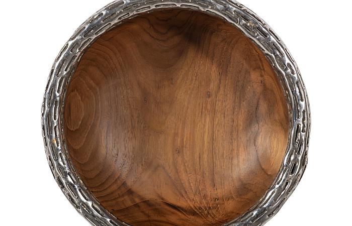 Teak Wood Bowl Wall Art, Metallurgy Edge, XS
