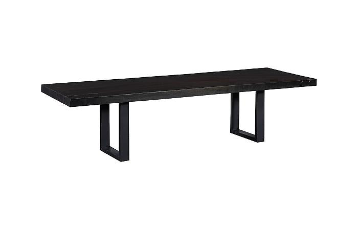 Straight Edge Dining Table, Ebony Black, Satin Black Legs