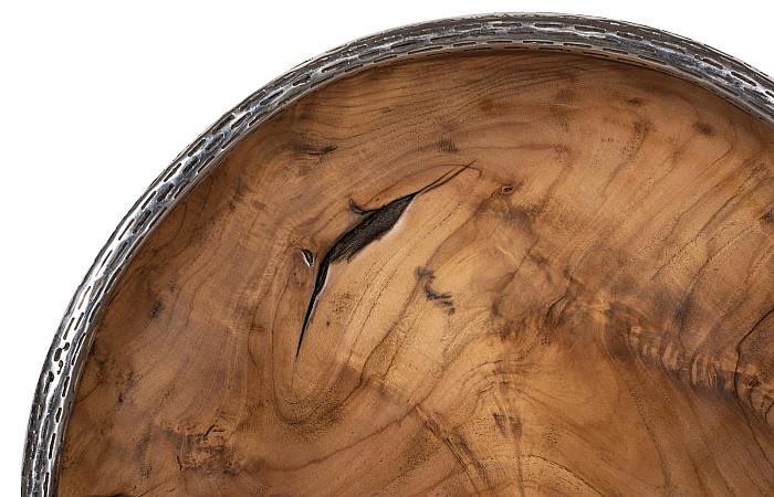 Teak Wood Bowl Wall Art, Metallurgy Edge, XL