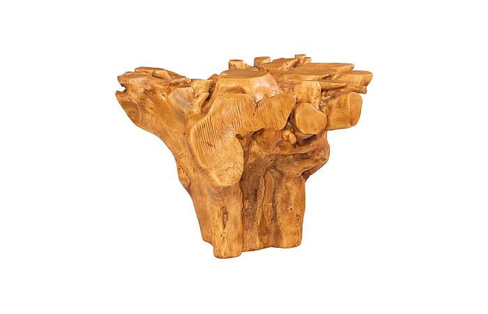 Root Dining Table Base, 60 Round Glass Top, Faux Bois