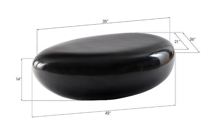 River Stone Coffee Table, Gel Coat Black, Small