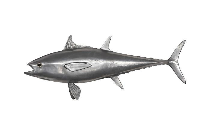 Bluefin Tuna Fish Wall Sculpture, Resin, Polished Aluminum Finish