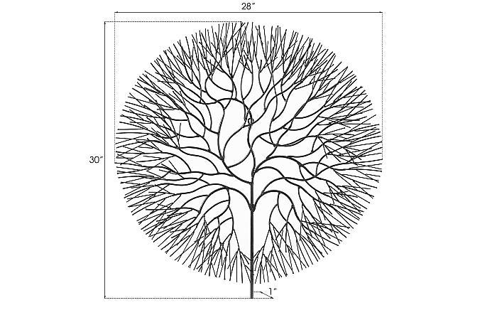 Wire Tree Wall Art, Large, Circle, Metal, Black