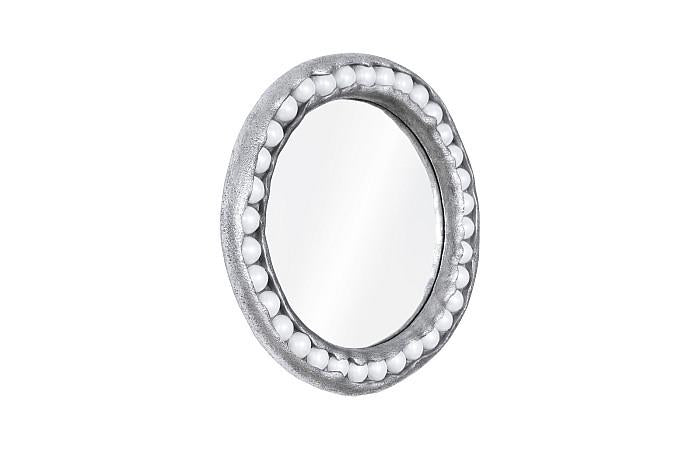 Pearl Mirror, Silver Leaf, Round