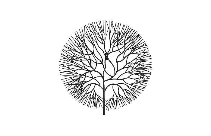Wire Tree Wall Art, Small, Circle, Metal, Black