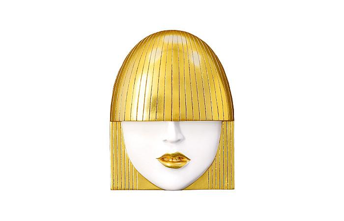 Fashion Faces Wall Art, Small, White and Gold Leaf, Set of 3