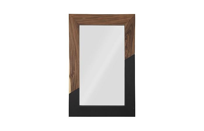 Geometry Wood Mirror, Natural, Black
