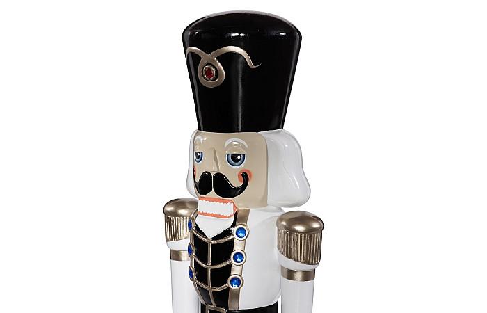 Nutcracker Soldier Sculpture 4ft, Black, White, and Gold