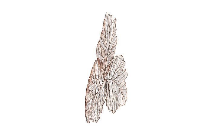 Tri Leaf Wall Art, Large, Metal, Copper/Black