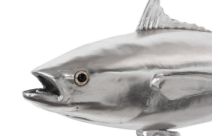 Bluefin Tuna Fish Wall Sculpture, Resin, Silver Leaf