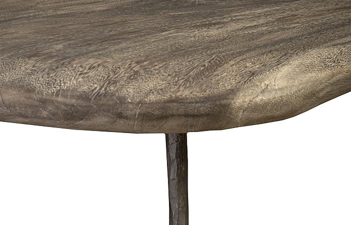 Skipping Stone Coffee Table, Brown Stone, Forged Legs
