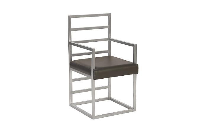 Ladder Arm Chair, Silver Finished Base