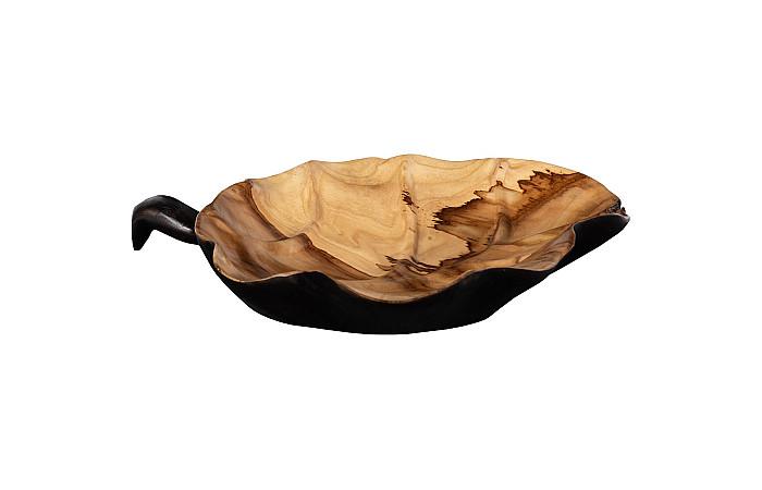 Leaf Bowl, Teak Wood, Black & Natural