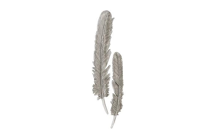 Feathers Wall Art, Large, Silver Leaf, Set of 2
