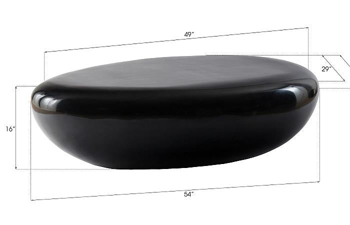 River Stone Coffee Table, Gel Coat Black, Large