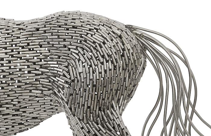 Horse Pipe Sculpture, Walking, Stainless Steel