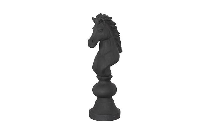 Knight Chess Sculpture, Cast Stone Black, Small