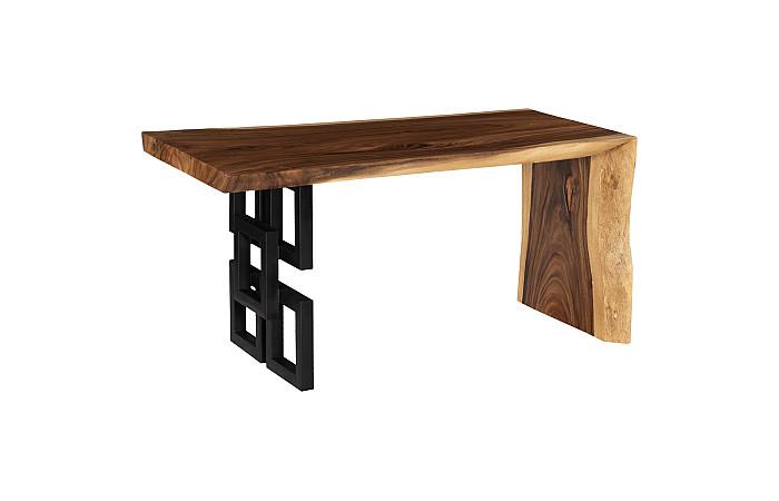 Waterfall Desk, Natural, Satin Black Overlap Leg