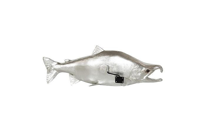 Sockeye Salmon Fish Wall Sculpture, Resin, Silver Leaf