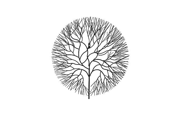 Wire Tree Wall Art, Medium, Circle, Metal, Black