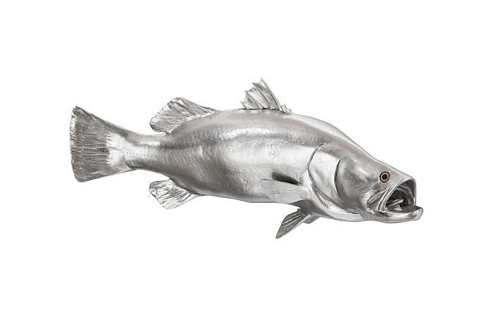 Barramundi Fish Wall Sculpture, Resin, Silver Leaf