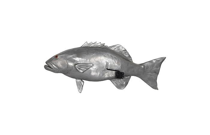 Coral Trout Fish Wall Sculpture, Resin, Polished Aluminum Finish