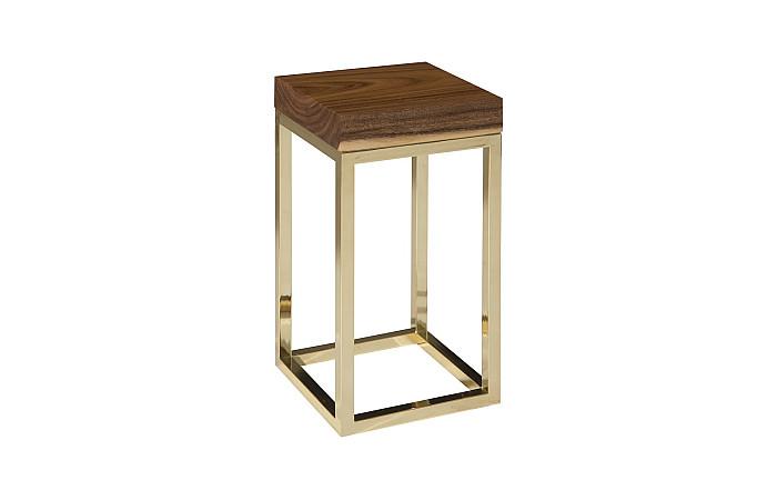 Hayden End Table, Natural, Narrow, Square, Plated Brass Base