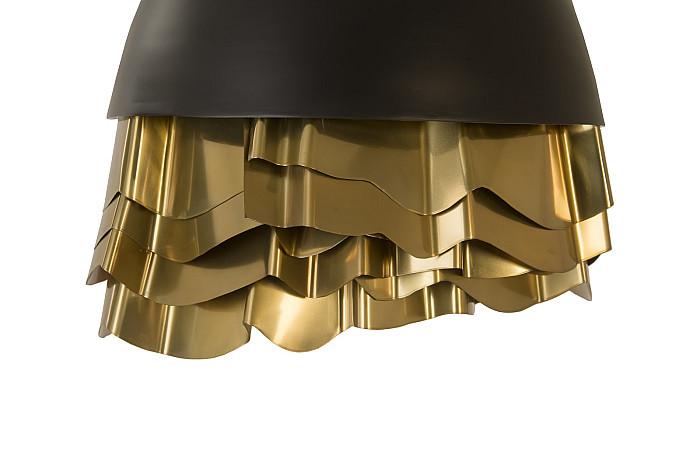 Ruffle Chandelier, Black/Brass