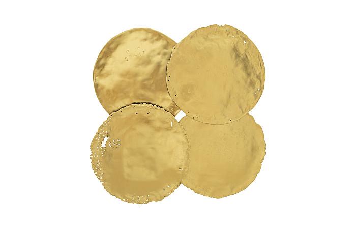 Cast Oil Drum Wall Discs, Gold Leaf, Set of 4