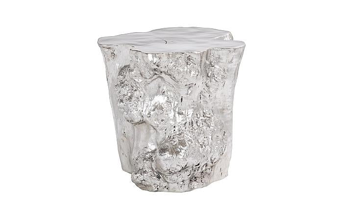 Log Side Table, Silver Leaf