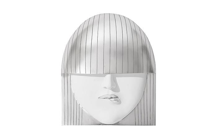 Fashion Faces Wall Art, Large, Pout, White and Silver Leaf