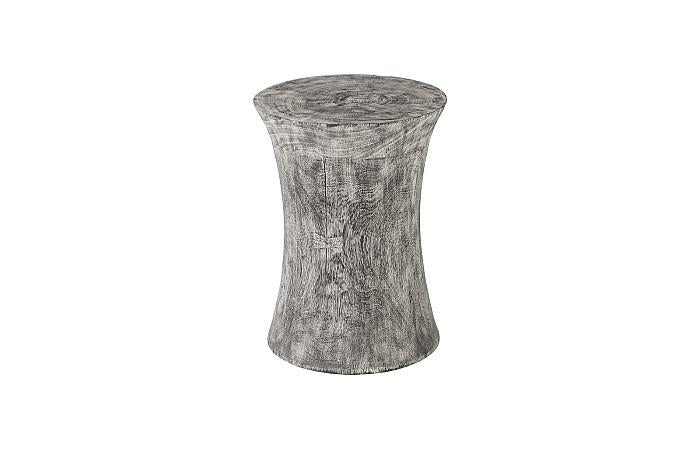 Drum Stool, Mango Wood, Gray Stone