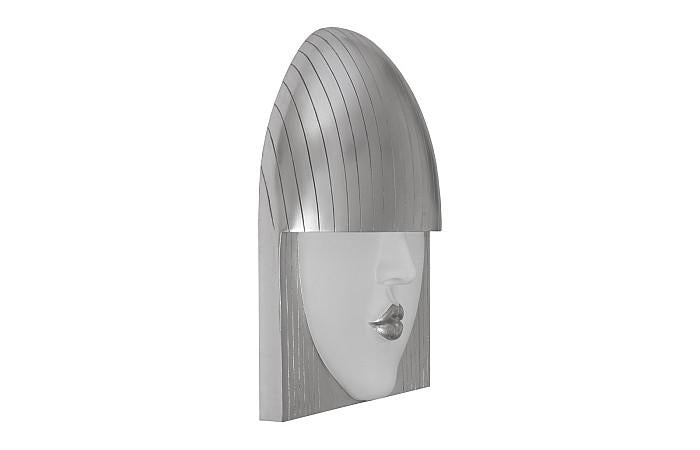 Fashion Faces Wall Art, Large, Kiss, White and Silver Leaf