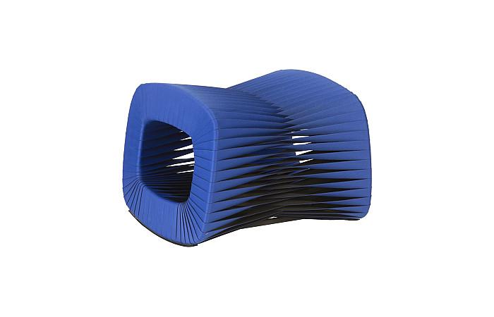 Seat Belt Ottoman, Blue/Black